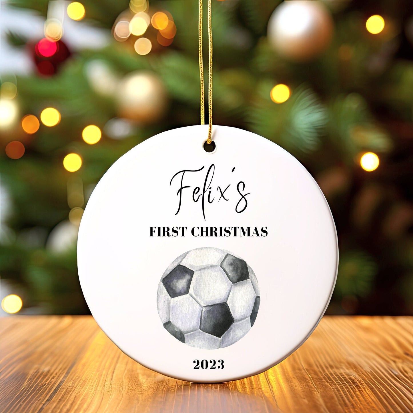 Personalized Baby's 1st Christmas Ornament, Custom Soccer Ornament, Baby's First Christmas Ornament 2023, New Baby Gift,Soccer Ball Ornament