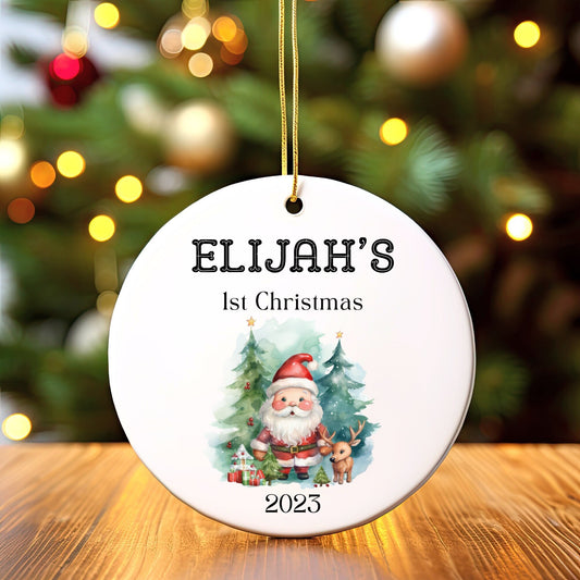 Personalized Baby's 1st Christmas Ornament, Baby's First Christmas Ornament 2023, New Baby Christmas Gift, Custom Santa Ornament Baby Gift