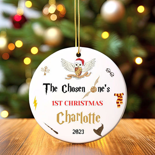 Personalized Baby's 1st Christmas Ornament, Baby's First Christmas Ornament 2023, New Baby Christmas Gift, Custom Wizard Ornament Magic Gift