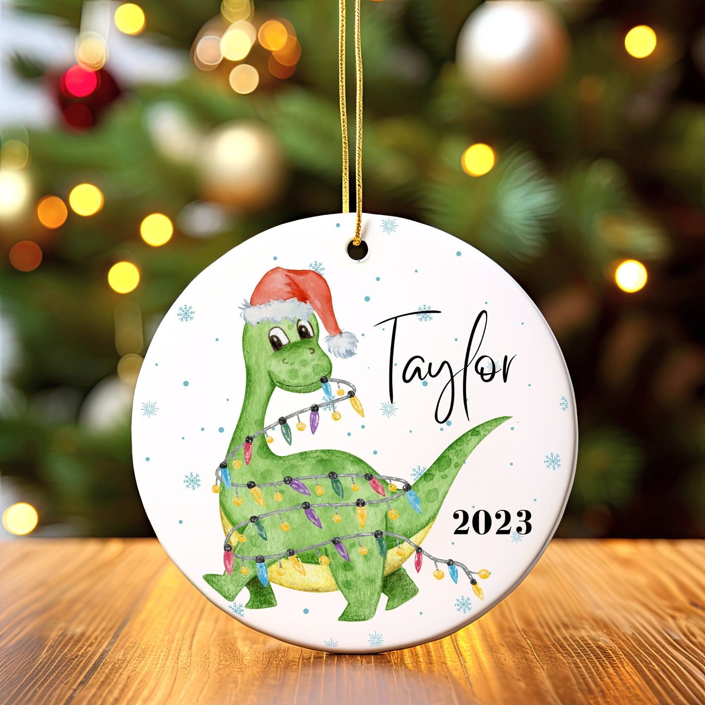 Personalized Boy Christmas Ornament, Christmas Ornament 2023, Boy Christmas Gift, Custom Dinosaur Ornament, Boy Dinosaur Christmas Ornament