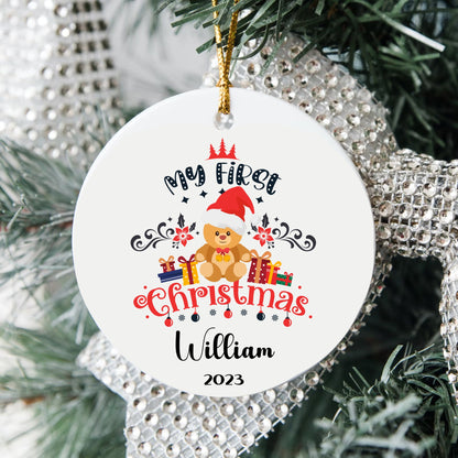 Personalized Baby's 1st Christmas Ornament, Baby's First Christmas Ornament 2023, New Baby Christmas Gift, Custom Teddy Bear Ornament