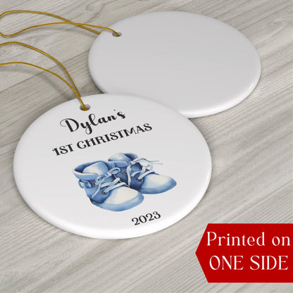 Personalized Baby's 1st Christmas Ornament, Baby's First Christmas Ornament 2023, New Baby Christmas Gift, Custom Boy Baby Shoes Ornament