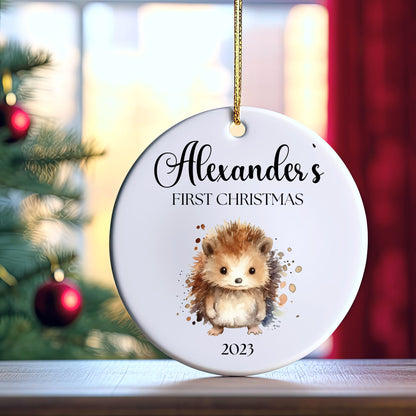 Personalized Baby's 1st Christmas Ornament, Baby's First Christmas Ornament 2023, New Baby Christmas Gift, Custom Baby Hedgehog Ornament