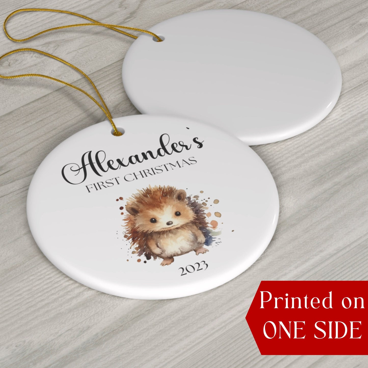 Personalized Baby's 1st Christmas Ornament, Baby's First Christmas Ornament 2023, New Baby Christmas Gift, Custom Baby Hedgehog Ornament