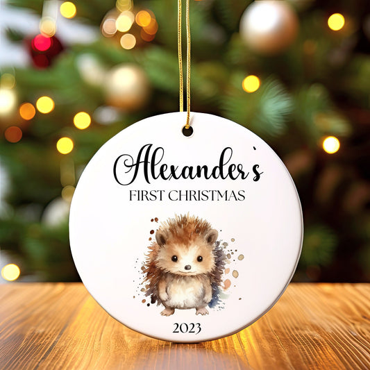 Personalized Baby's 1st Christmas Ornament, Baby's First Christmas Ornament 2023, New Baby Christmas Gift, Custom Baby Hedgehog Ornament