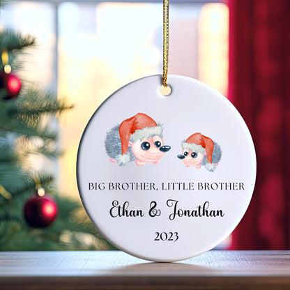 Big Brother Little Brother Christmas Ornament, Personalized Sibling Christmas Ornament, Brothers Hedgehog Ornament, First Christmas Ornament