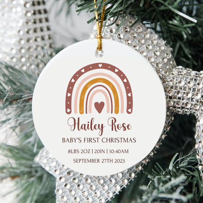 Personalized Baby's 1st Christmas Ornament, Baby's First Christmas Ornament 2023, New Baby Christmas Gift, Custom Rainbow Baby Ornament