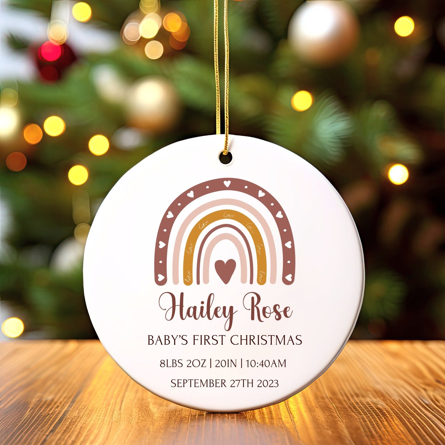 Personalized Baby's 1st Christmas Ornament, Baby's First Christmas Ornament 2023, New Baby Christmas Gift, Custom Rainbow Baby Ornament