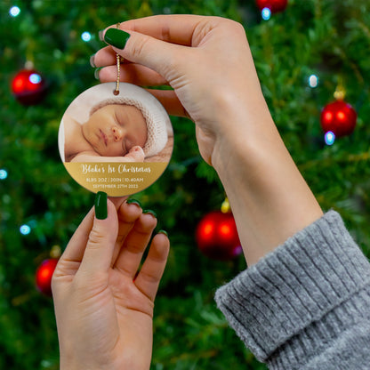 Babys First Christmas 2023, Personalized Photo Ornament - Upload Photo - Custom w/ Name, My First Christmas Photo Baby Ornament for Newborns