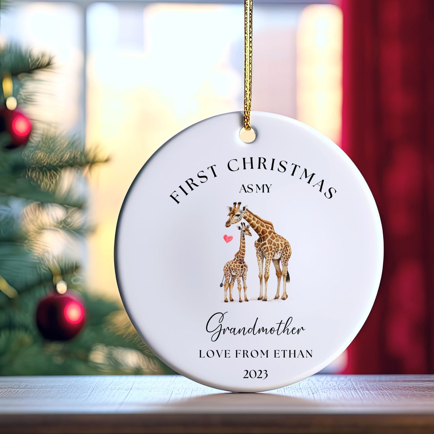 Personalized First Christmas As Grandmother Ornament, 1st Christmas As Godmother / Grandmother/ Aunt Ornament, Custom New Grandmother Gift