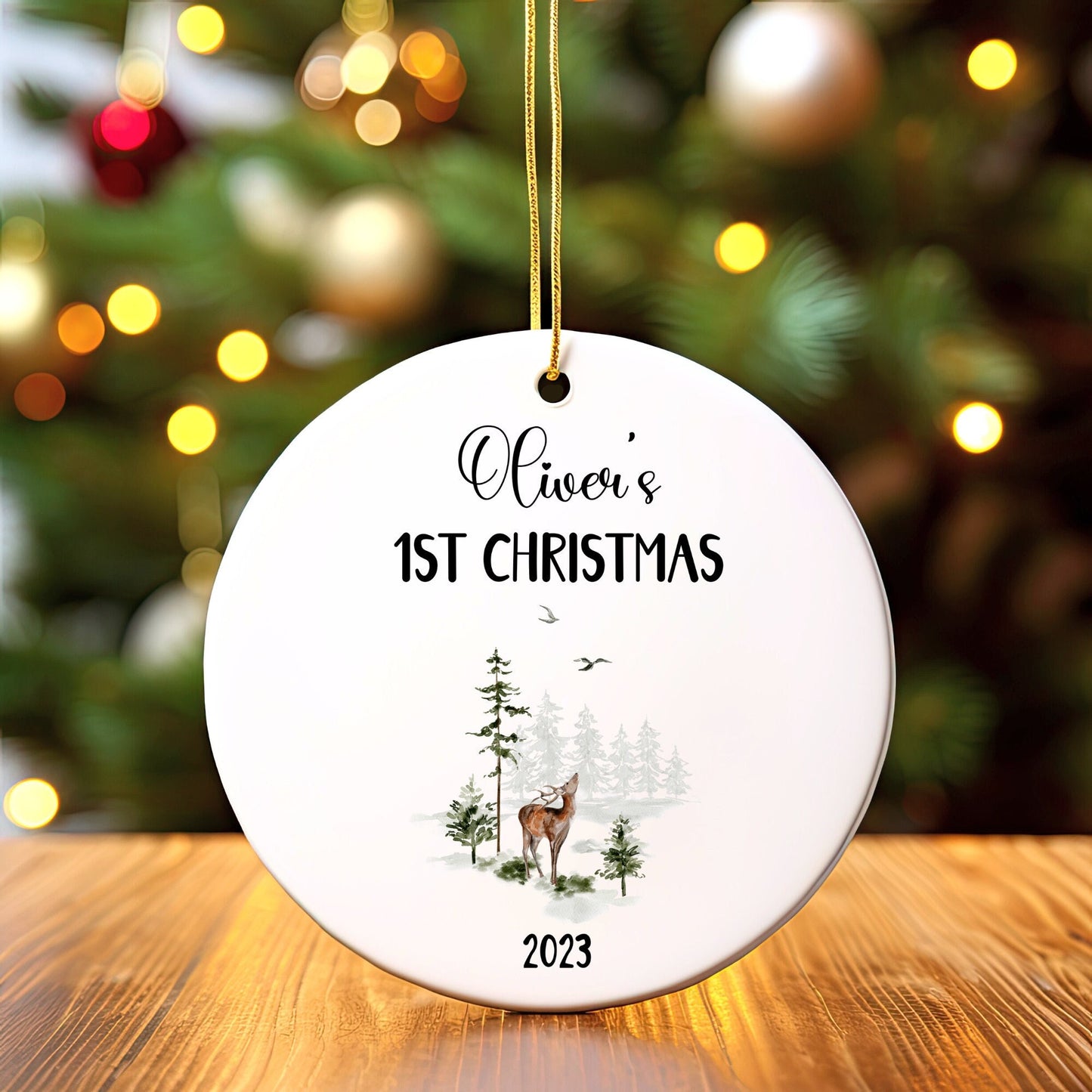 Personalized Baby's 1st Christmas Ornament, Custom Baby Ornament, Baby's First Christmas Ornament 2023, New Baby Gift, Baby Forest Ornament