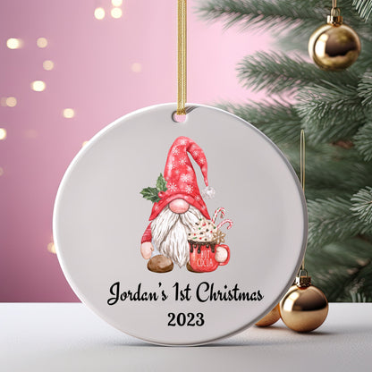 Personalized Baby's 1st Christmas Ornament, Baby's First Christmas Ornament 2023, New Baby Christmas Gift, Custom Gnome First Ornament Gift