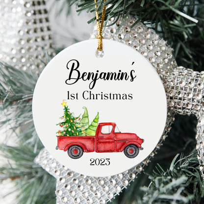 Personalized Baby's 1st Christmas Ornament, Baby's First Christmas Ornament 2023, New Baby Christmas Gift, Custom Truck First Ornament Gift