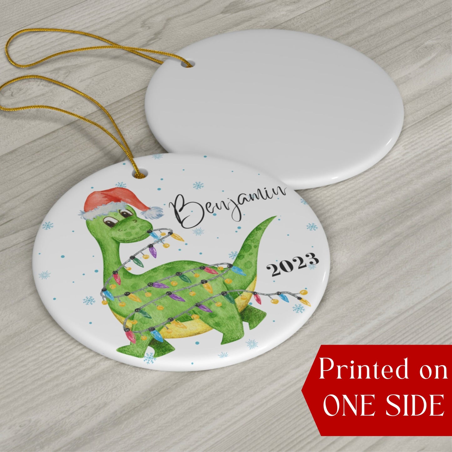 Personalized Boy Christmas Ornament, Christmas Ornament 2023, Boy Christmas Gift, Custom Dinosaur Ornament, Boy Dinosaur Christmas Ornament