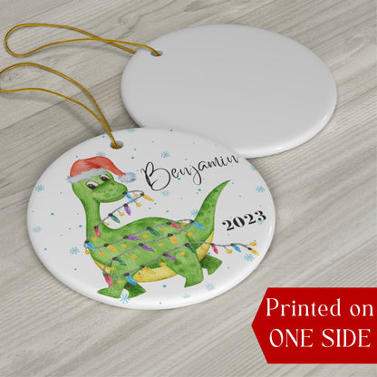 Personalized Boy Christmas Ornament, Christmas Ornament 2023, Boy Christmas Gift, Custom Dinosaur Ornament, Boy Dinosaur Christmas Ornament