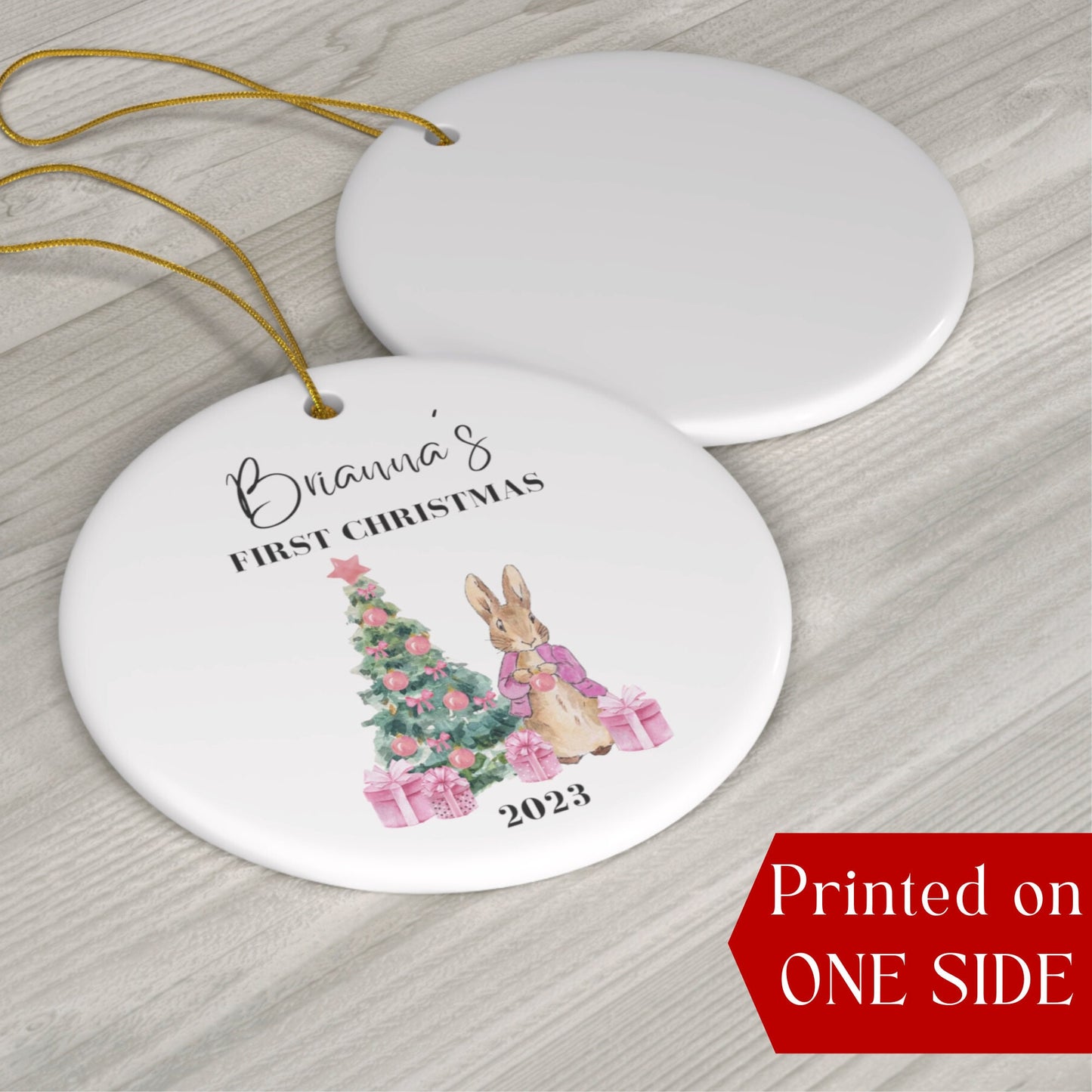 Personalized Baby's 1st Christmas Ornament, Baby's First Christmas Ornament 2023, New Baby Christmas Gift, Custom Girl Rabbit First Ornament