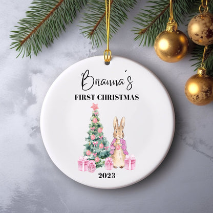 Personalized Baby's 1st Christmas Ornament, Baby's First Christmas Ornament 2023, New Baby Christmas Gift, Custom Girl Rabbit First Ornament