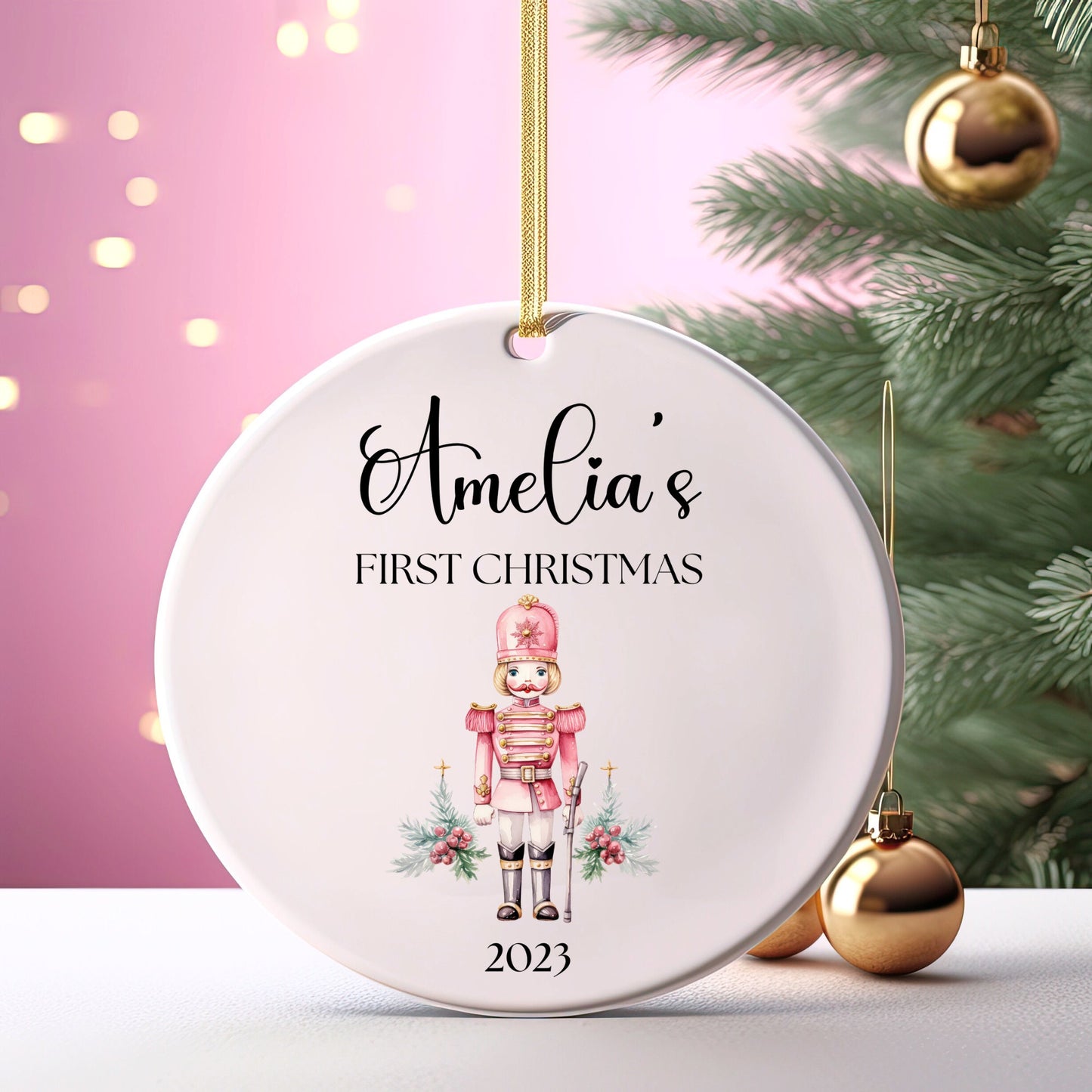 Personalized Baby's 1st Christmas Ornament, Custom Crib Ornament, Baby's First Christmas Ornament 2023, New Baby Gift, Nutcracker Ornament