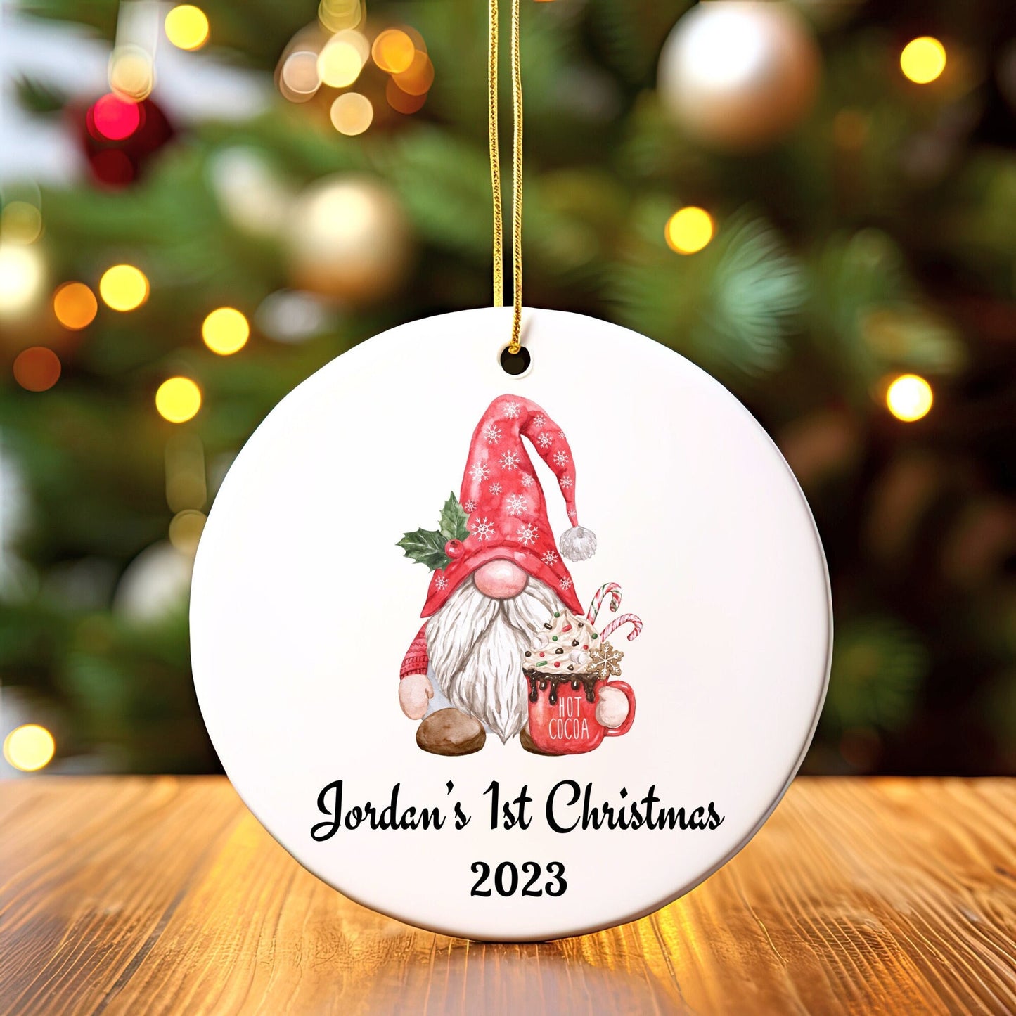 Personalized Baby's 1st Christmas Ornament, Baby's First Christmas Ornament 2023, New Baby Christmas Gift, Custom Gnome First Ornament Gift