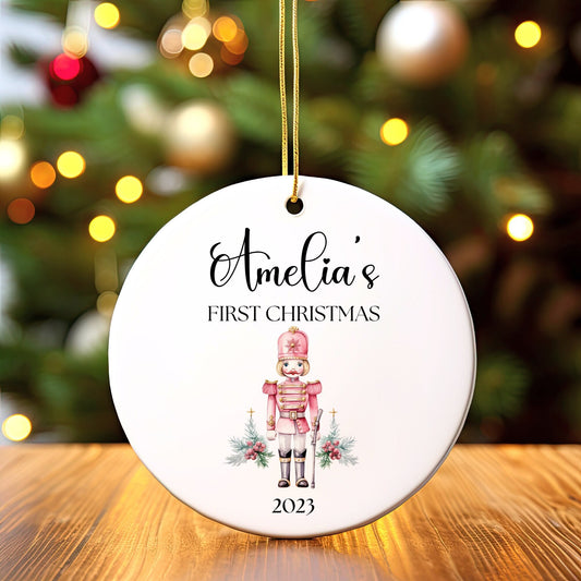 Personalized Baby's 1st Christmas Ornament, Custom Crib Ornament, Baby's First Christmas Ornament 2023, New Baby Gift, Nutcracker Ornament