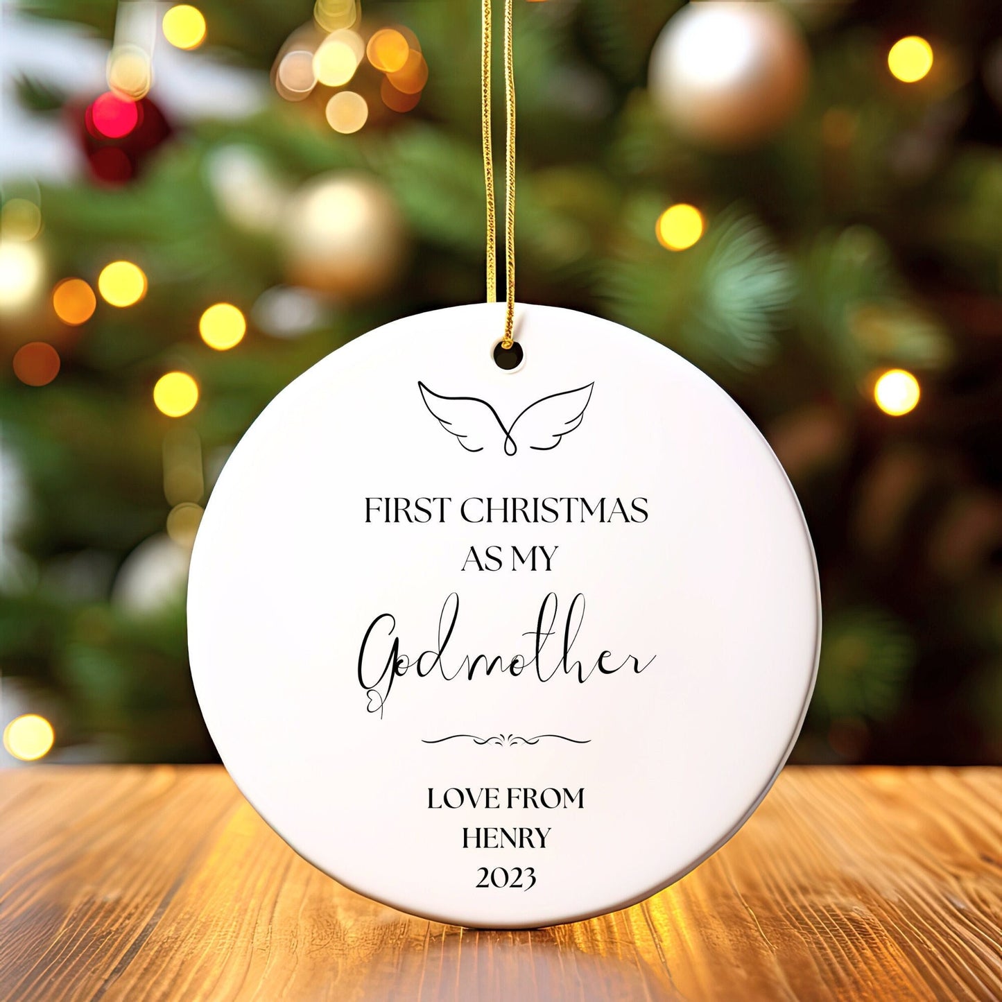 Personalized First Christmas As Godmother Ornament, 1st Christmas As Godmother Ornament, Custom Godmother Gift, Godmother Christmas Gift