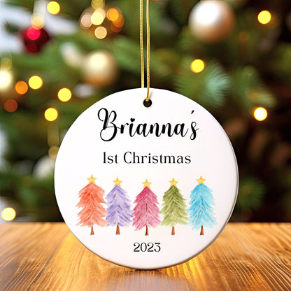 Personalized Baby's 1st Christmas Ornament, Baby's First Christmas Ornament 2023, New Baby Christmas Gift, Custom Forest Ornament Milestone