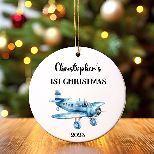 Personalized Baby's 1st Christmas Ornament, Baby's First Christmas Ornament 2023, New Baby Christmas Gift, Custom First Ornament Plane Gift