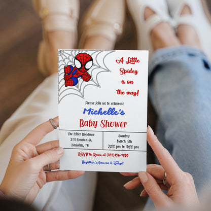 Editable Superhero Baby Shower Invitation, Baby Superhero Invitation, Cartoon Baby Shower Invitation Digital Download,Boy Baby Shower Invite