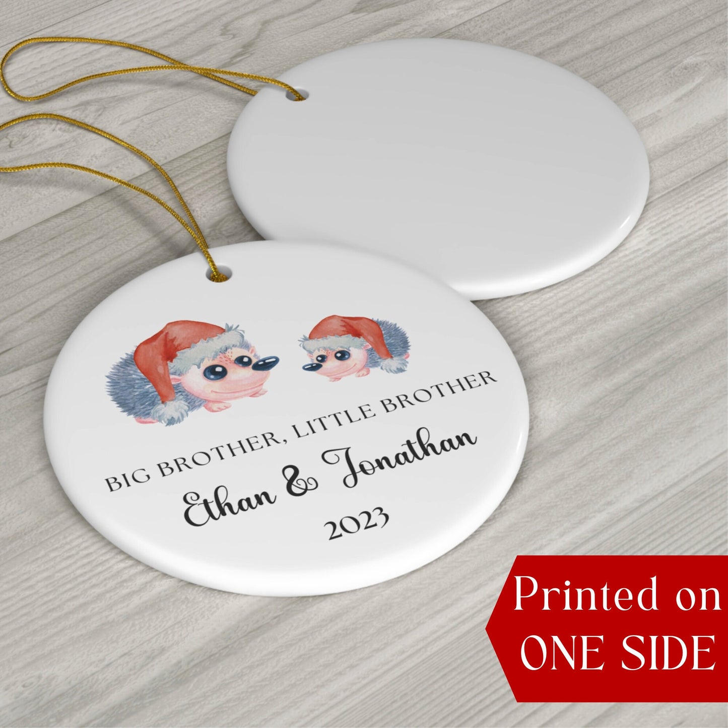 Big Brother Little Brother Christmas Ornament, Personalized Sibling Christmas Ornament, Brothers Hedgehog Ornament, First Christmas Ornament