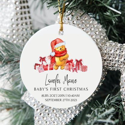 Personalized Baby's 1st Christmas Ornament, Baby's First Christmas Ornament 2023, New Baby Christmas Gift, Custom Winnie the Pooh Ornament