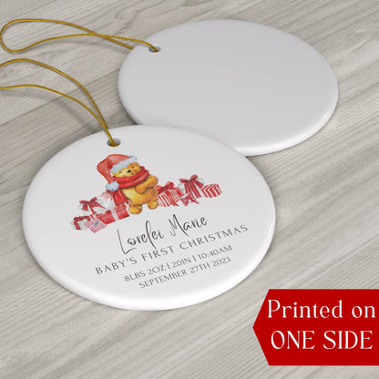 Personalized Baby's 1st Christmas Ornament, Baby's First Christmas Ornament 2023, New Baby Christmas Gift, Custom Winnie the Pooh Ornament