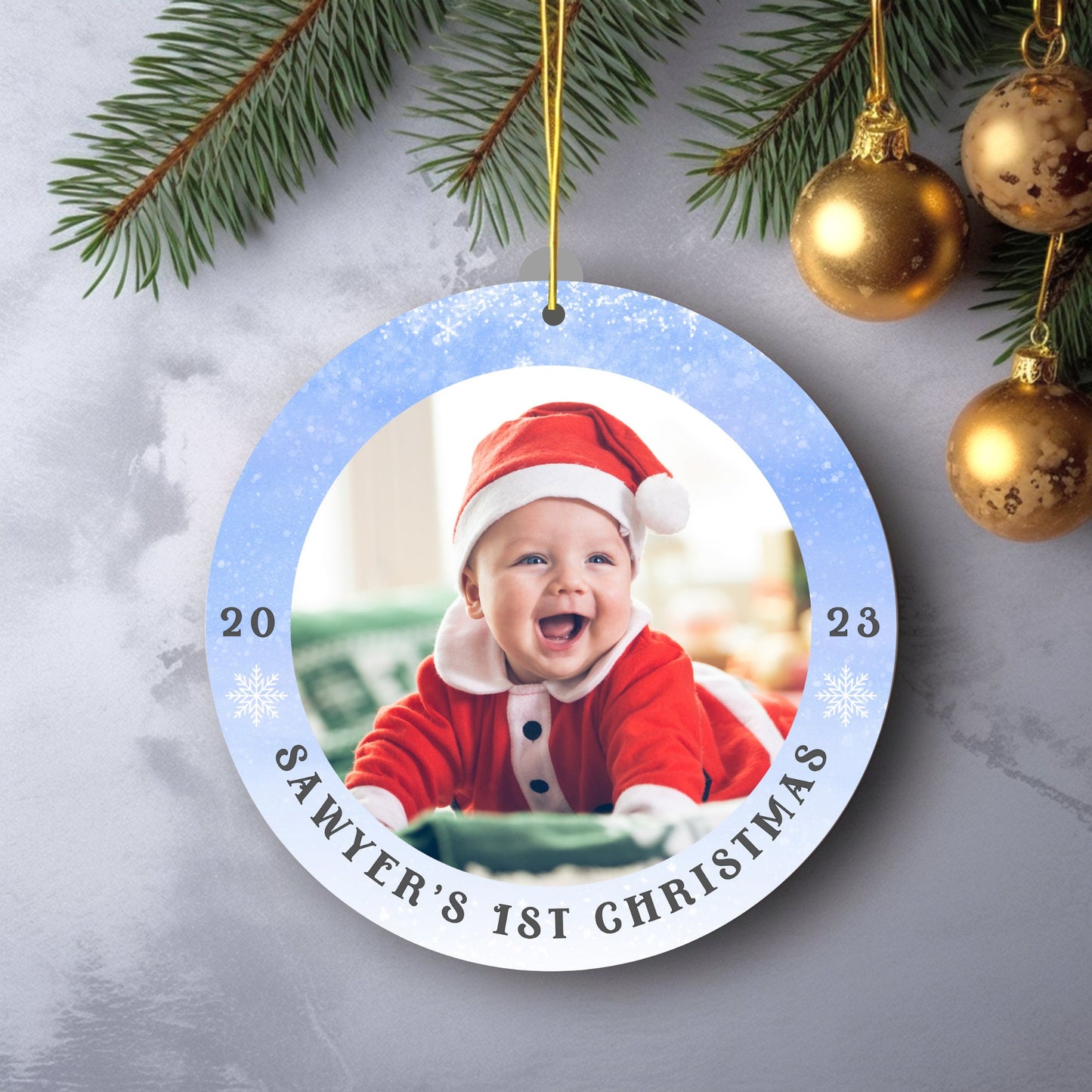 Personalized Baby's 1st Christmas Ornament, Custom Photo Ornament, Baby's First Christmas, New Baby Christmas Gift, Baby Picture Ornament