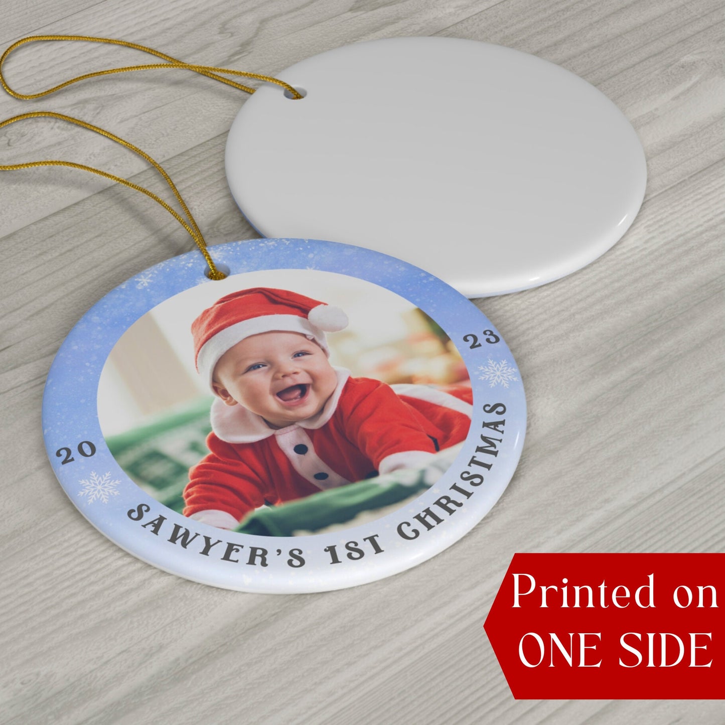 Personalized Baby's 1st Christmas Ornament, Custom Photo Ornament, Baby's First Christmas, New Baby Christmas Gift, Baby Picture Ornament