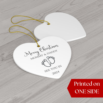 Merry Christmas Mommy and Daddy See You in 2024 Christmas Tree Ornament | Pregnancy Ornament | Gift for Expecting Parents | Baby Shower Gift