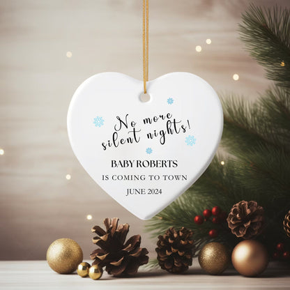 Pregnancy Announcement Christmas Ornament | No more Silent Nights Ornament | Gift for Expecting Parents Grandparents  | Pregnancy Ornament