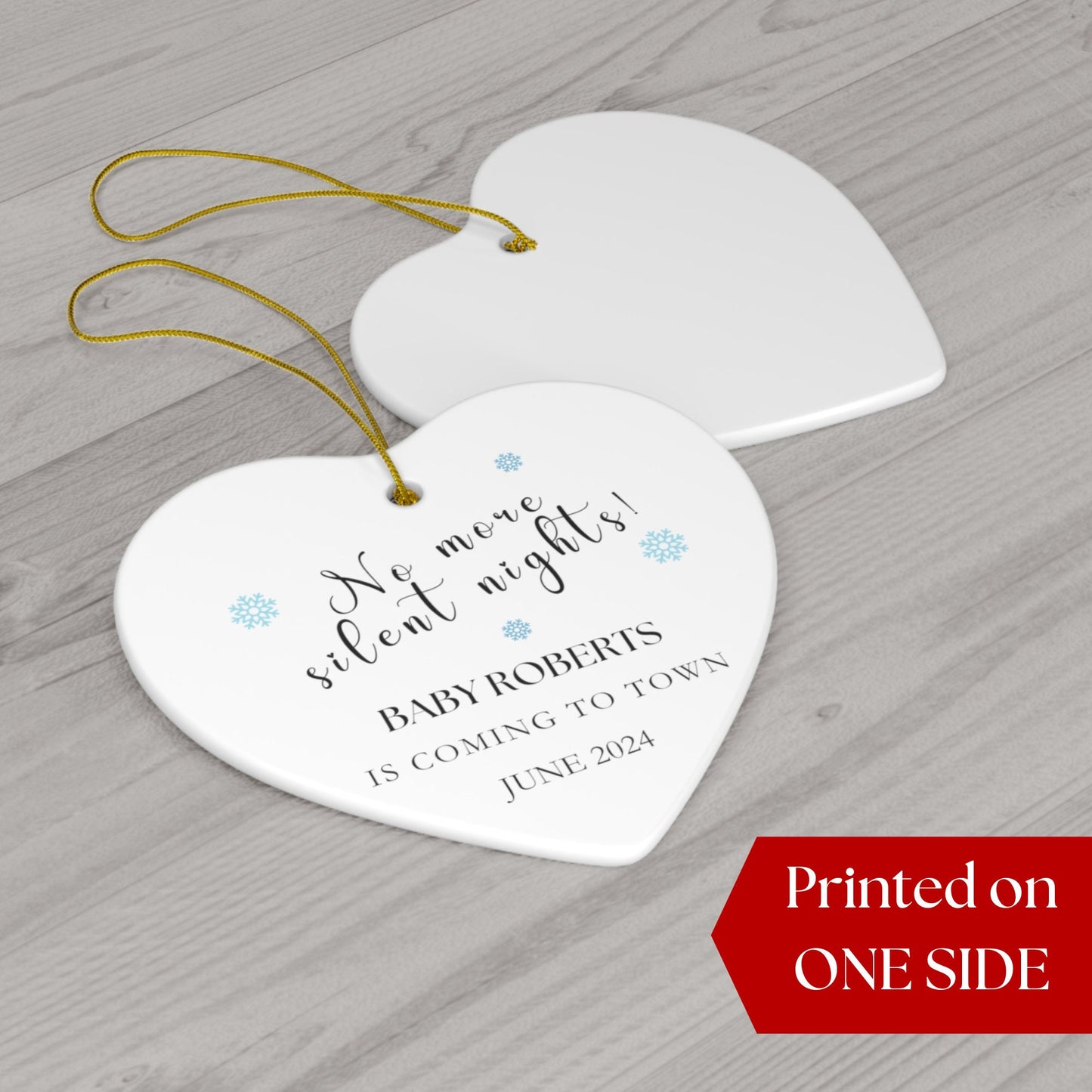 Pregnancy Announcement Christmas Ornament | No more Silent Nights Ornament | Gift for Expecting Parents Grandparents  | Pregnancy Ornament