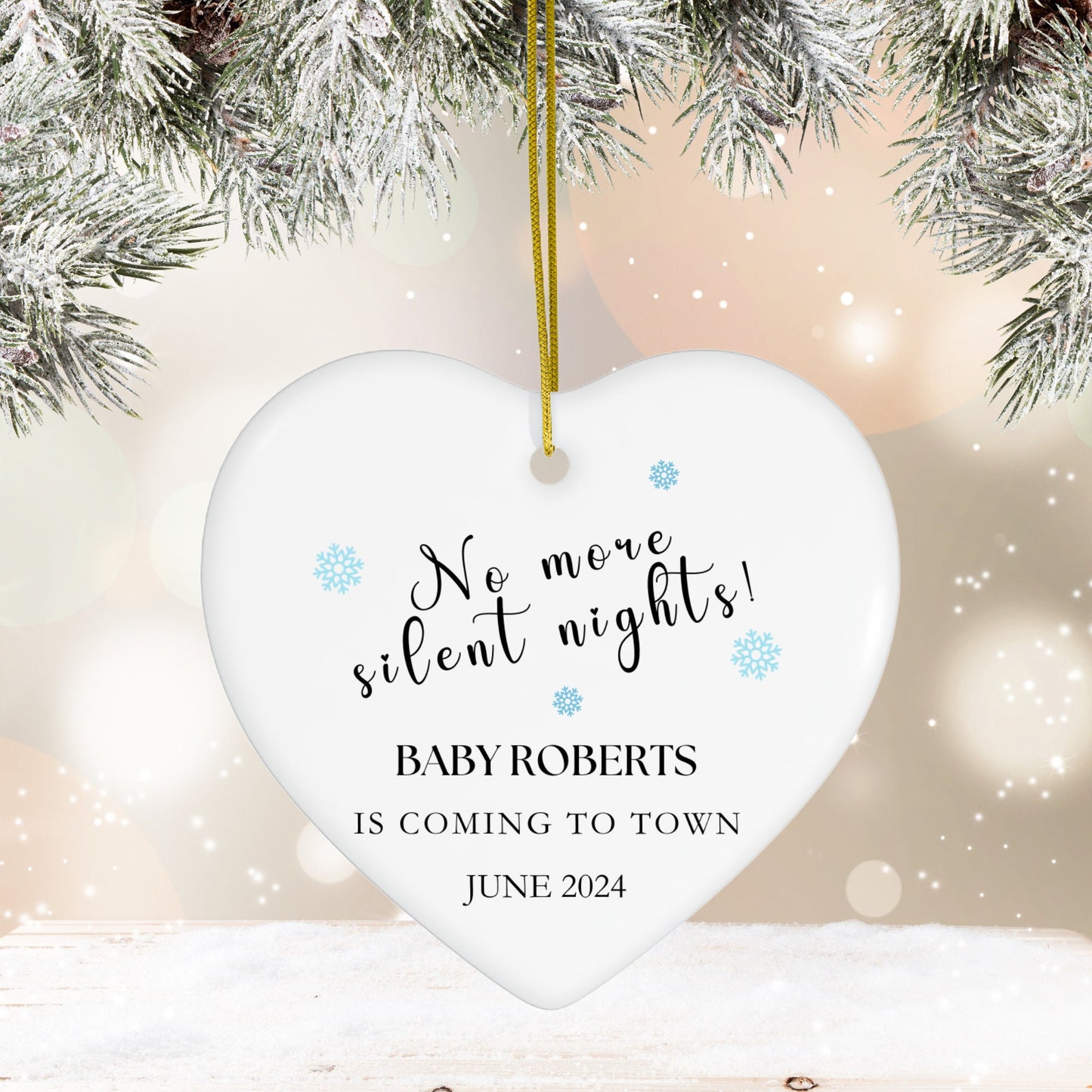 Pregnancy Announcement Christmas Ornament | No more Silent Nights Ornament | Gift for Expecting Parents Grandparents  | Pregnancy Ornament