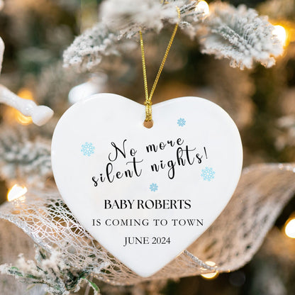 Pregnancy Announcement Christmas Ornament | No more Silent Nights Ornament | Gift for Expecting Parents Grandparents  | Pregnancy Ornament