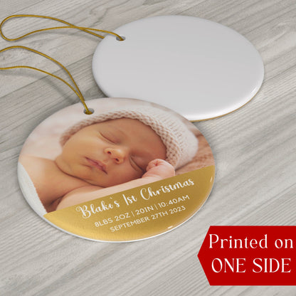 Babys First Christmas 2023, Personalized Photo Ornament - Upload Photo - Custom w/ Name, My First Christmas Photo Baby Ornament for Newborns