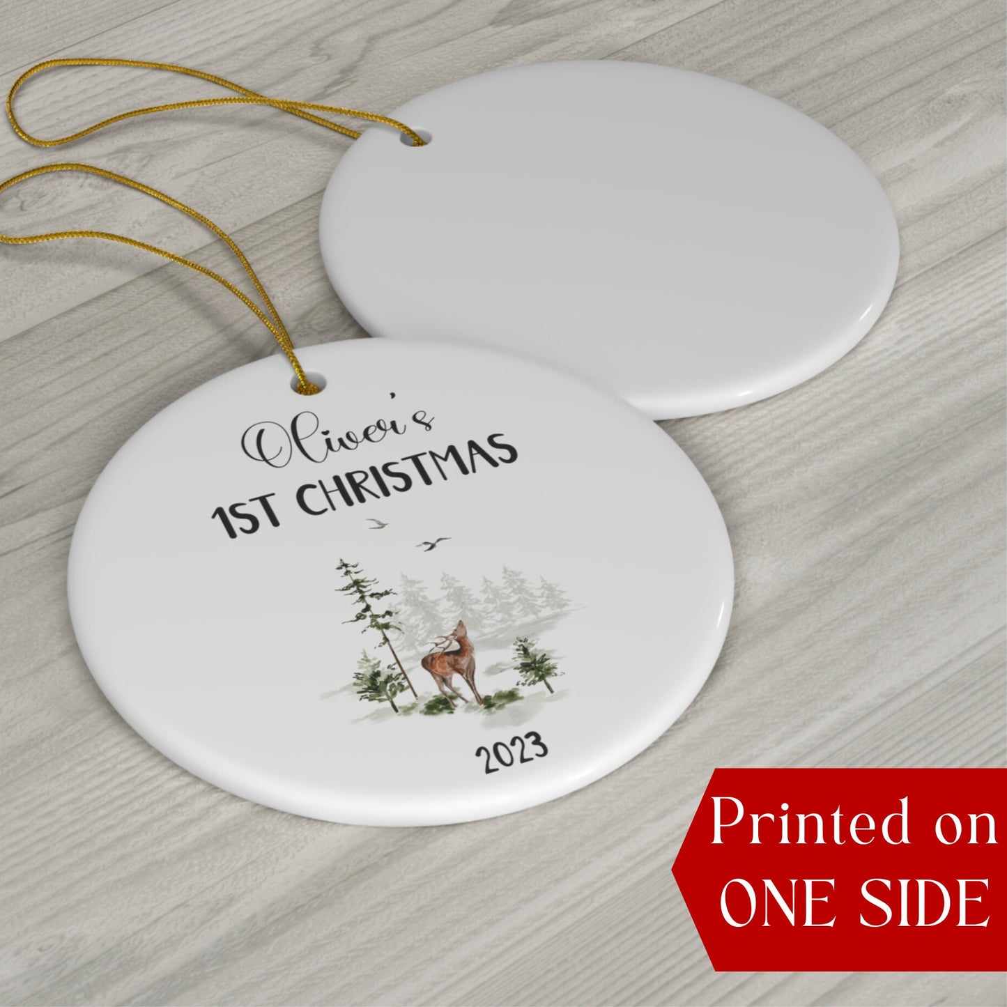 Personalized Baby's 1st Christmas Ornament, Custom Baby Ornament, Baby's First Christmas Ornament 2023, New Baby Gift, Baby Forest Ornament