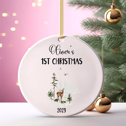 Personalized Baby's 1st Christmas Ornament, Custom Baby Ornament, Baby's First Christmas Ornament 2023, New Baby Gift, Baby Forest Ornament