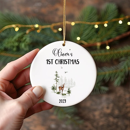 Personalized Baby's 1st Christmas Ornament, Custom Baby Ornament, Baby's First Christmas Ornament 2023, New Baby Gift, Baby Forest Ornament