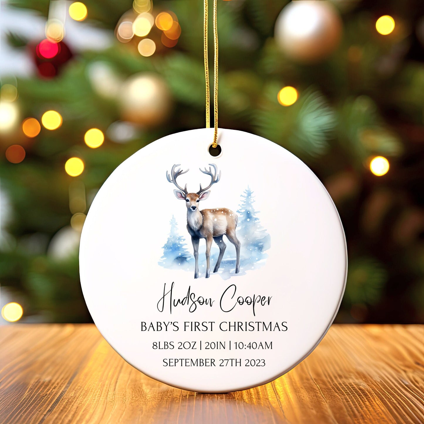 Personalized Baby's 1st Christmas Ornament, Custom Baby Ornament, Baby's First Christmas Ornament 2023, New Baby Gift, Baby Deer Ornament