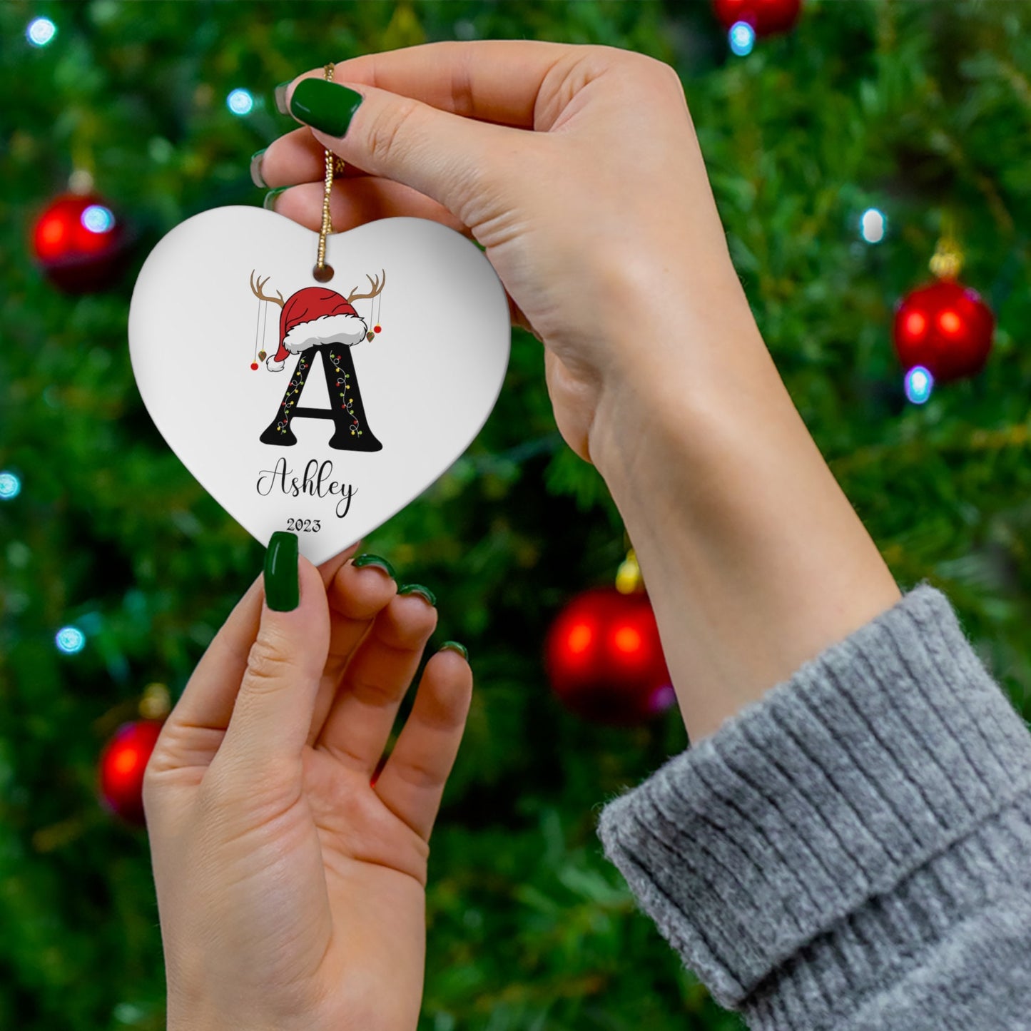 Personalized Christmas Heart Ornament, Christmas Ornament 2023, Custom Christmas Gift, Custom Name Ornament, Personalized Christmas Gift