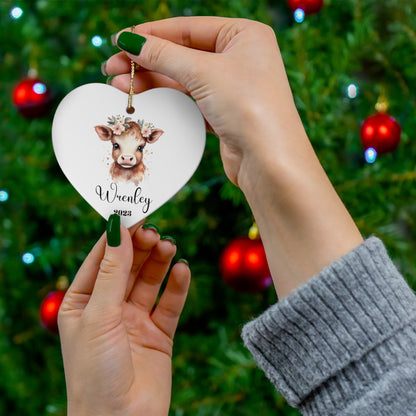 Personalized Baby's 1st Christmas Ornament, Baby's First Christmas Ornament 2023, New Baby Christmas Gift, Custom Highland Cow Ornament Gift