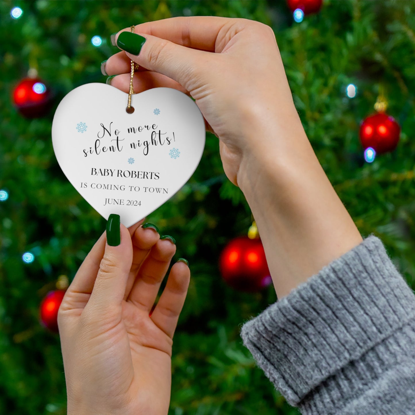 Pregnancy Announcement Christmas Ornament | No more Silent Nights Ornament | Gift for Expecting Parents Grandparents  | Pregnancy Ornament