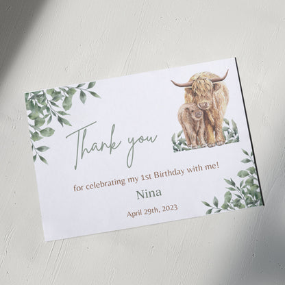 Editable Highland Cow Birthday Invitation Bundle, Boho Cow Birthday, Holy Cow Birthday Invitation Set, Highland Cow Birthday Bundle